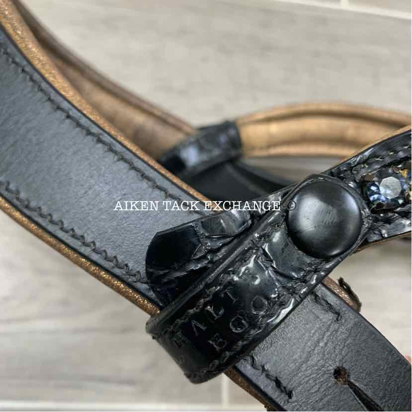 Halter Ego Rolled Leather Snaffle Bridle, No Reins, Missing Flash Strap, Oversiz