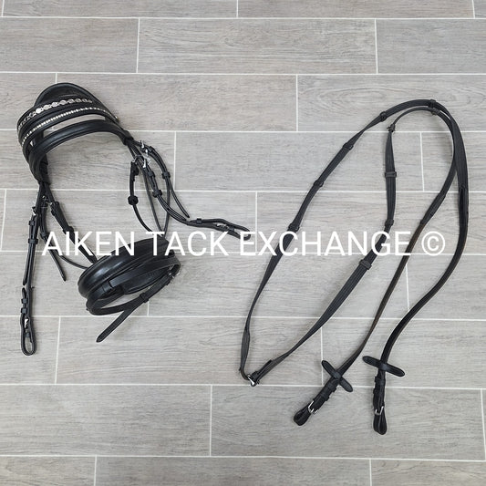 Kieffer Monocrown Bridle with Cotton Web Reins & 2 Extra Browbands, Size Full