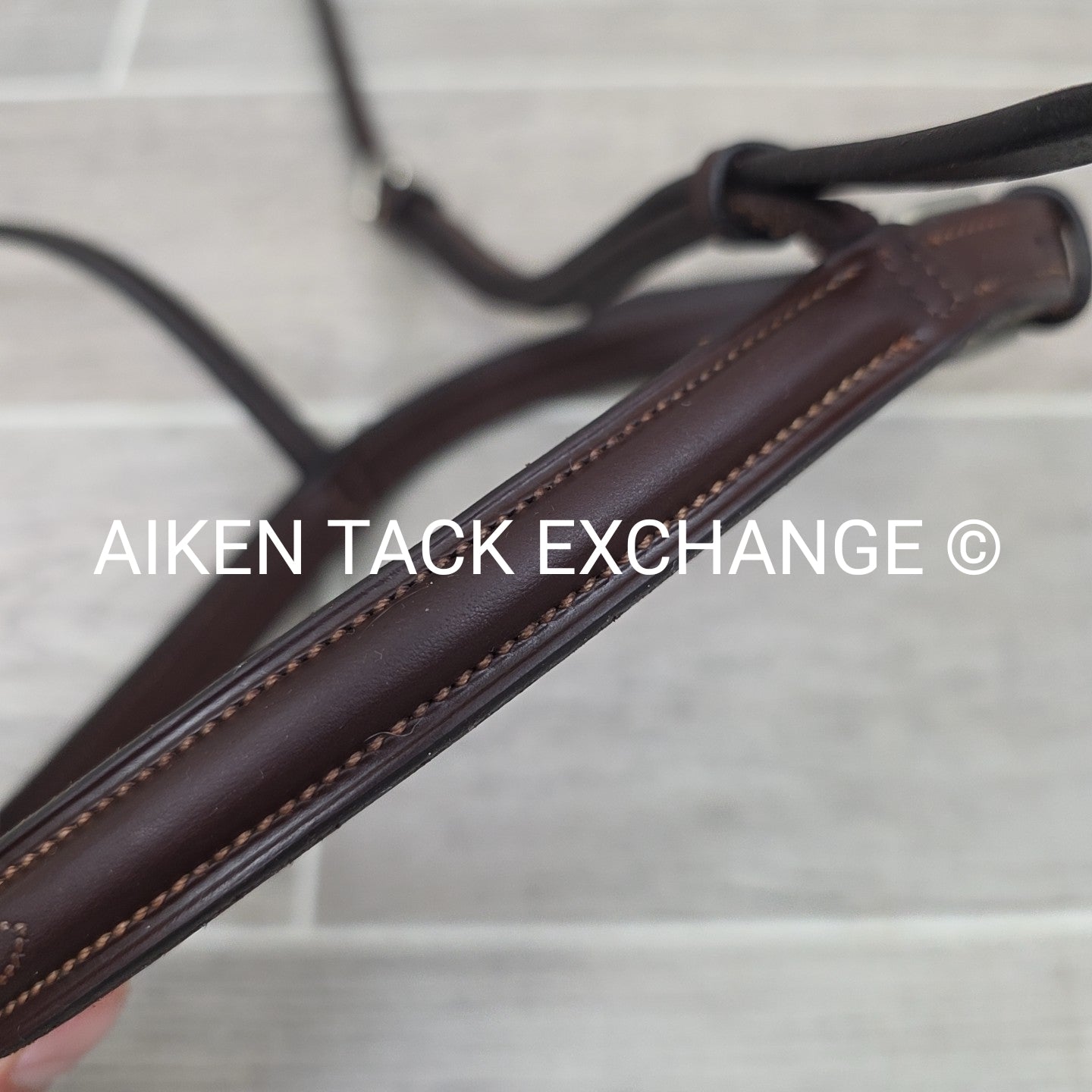 Fancy Stitched Noseband, Brown, Size Full