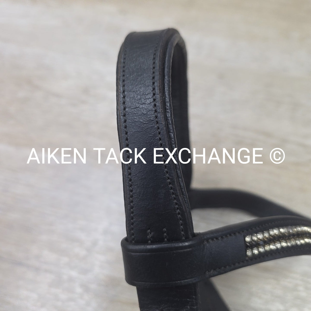 Ovation Dressage Bridle, Missing Flash Strap, with Cotton Web Reins, Black, Full