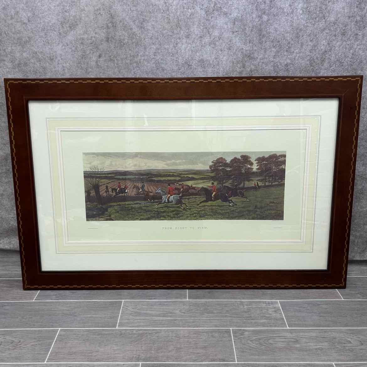 Framed Douglas Stork From Scent to View Hunt Scene, 42" x 27"