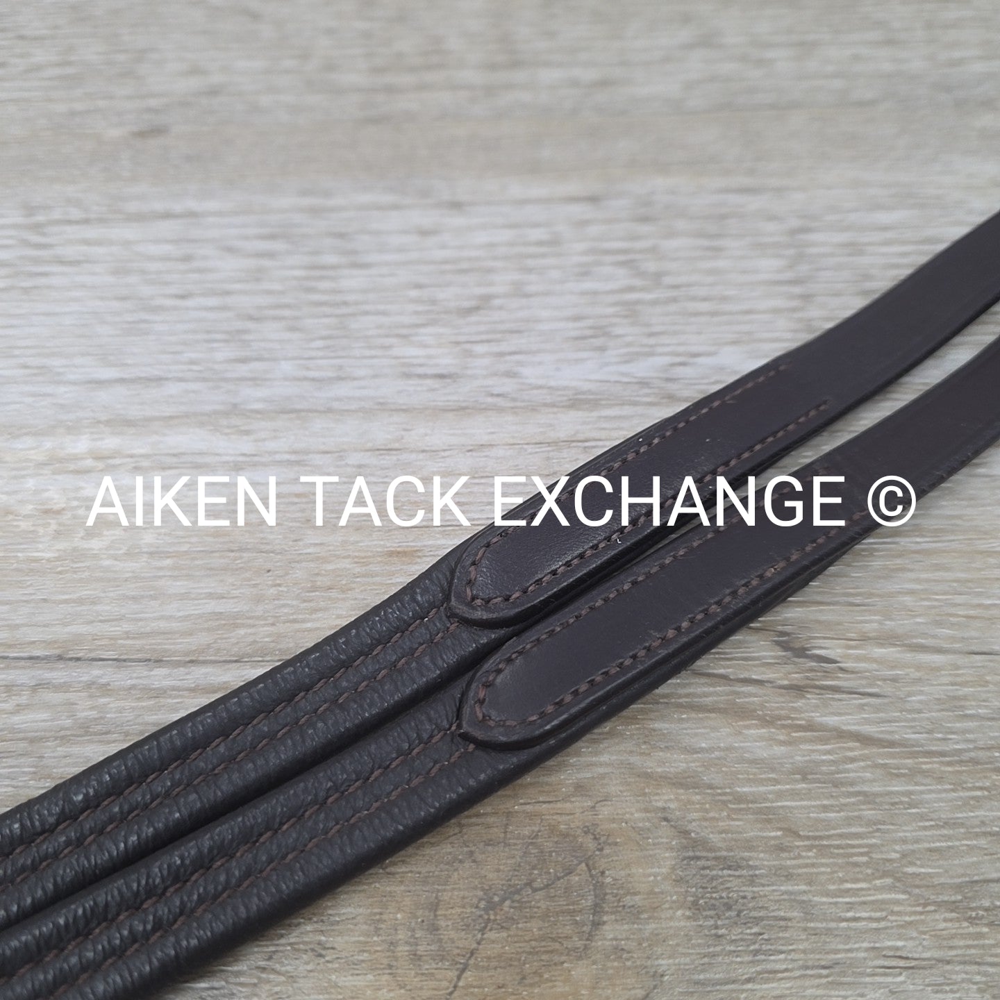 Flexible Fit Padded Leather Reins, Brown, Cob