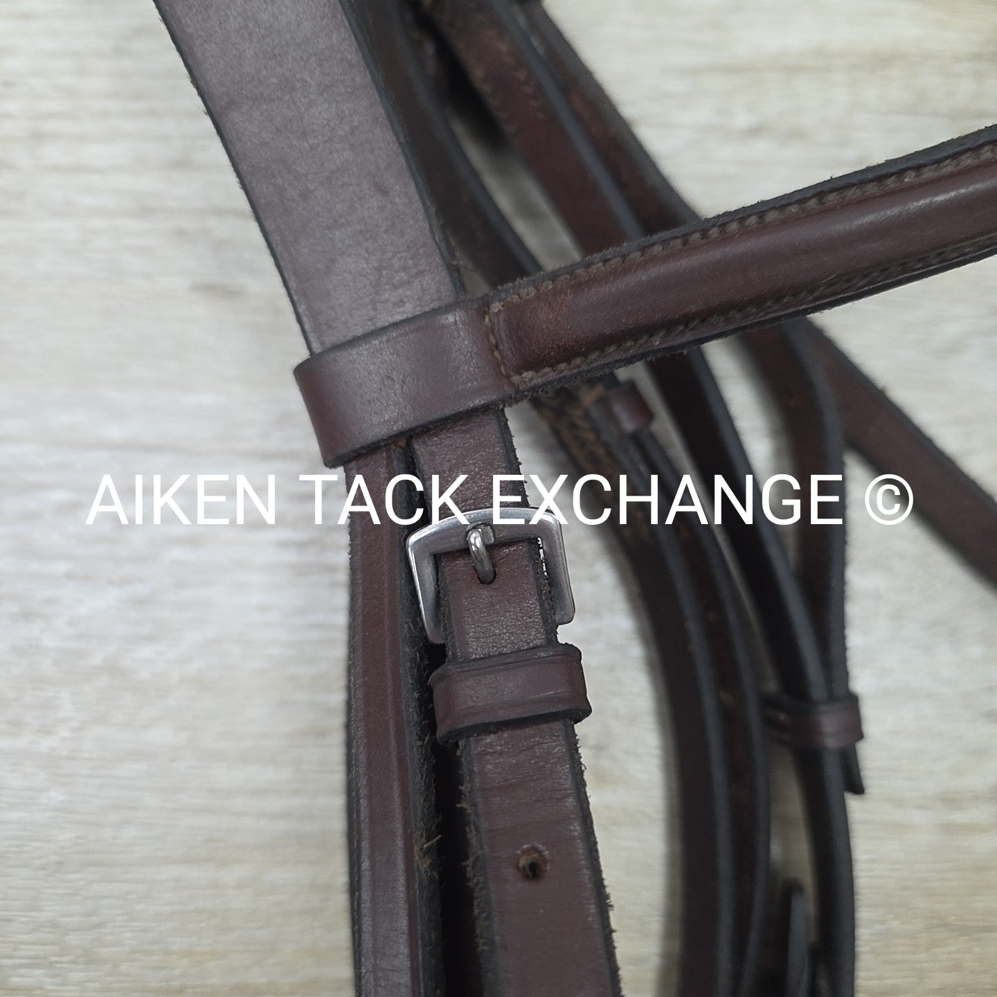 Plain Square Raised Bridle with Matching Laced Reins, Brown, Size Full