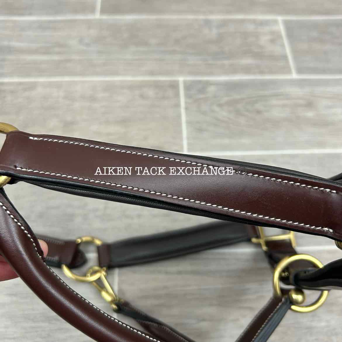 KL Select Red Barn Rachel Padded Leather Halter, Brown/Brass, Size Cob