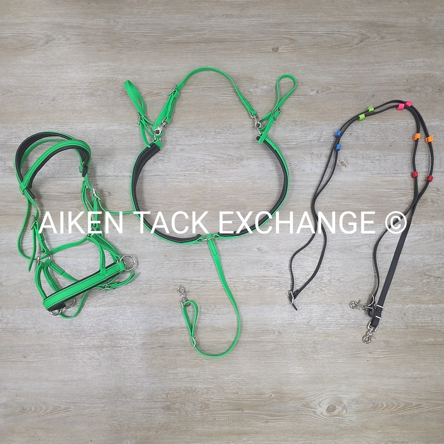 Biothane Bitless Bridle with Reins & Breastplate, Green, Size Full