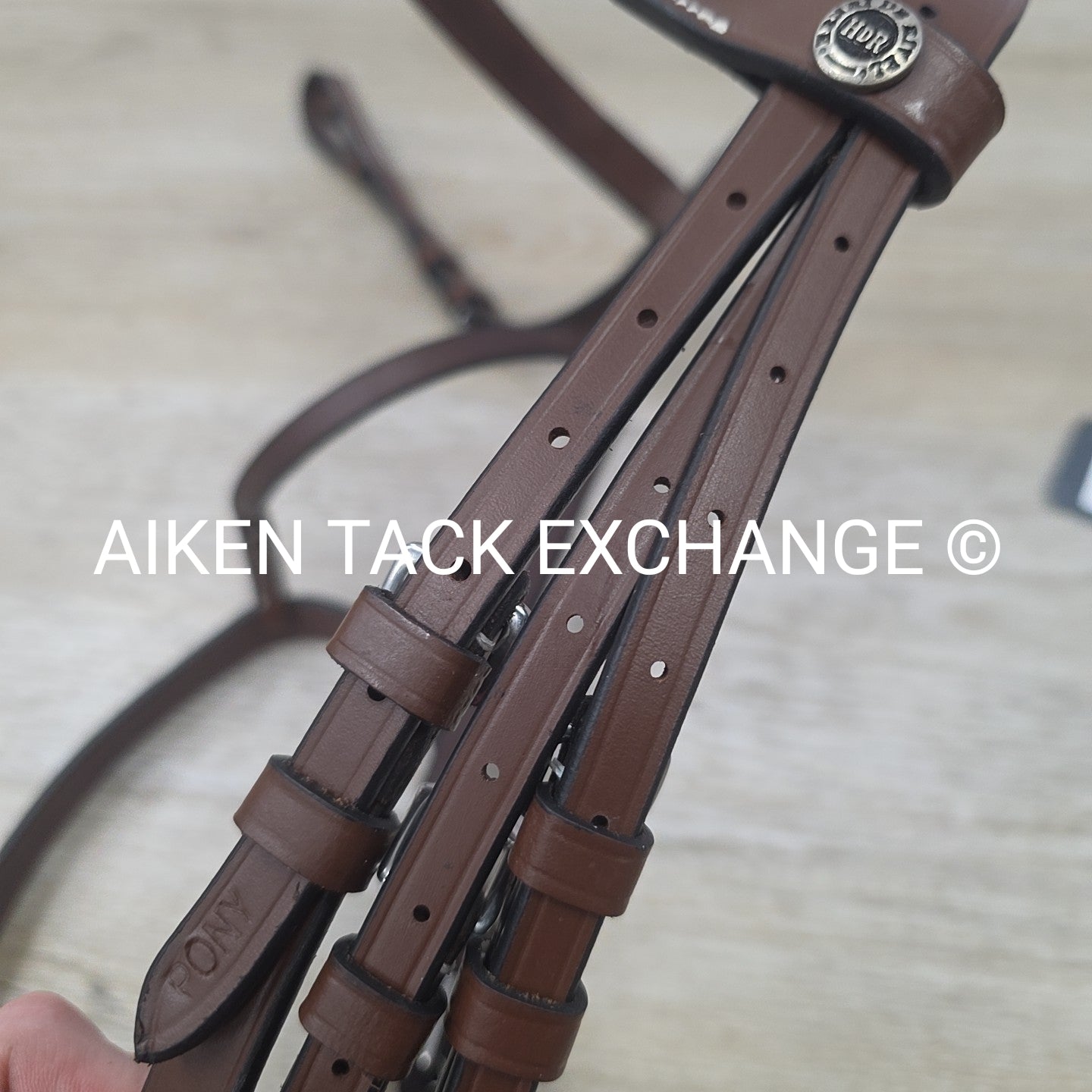 HDR Advantage Plain Raised Bridle with Reins, Oakbark, Size Pony