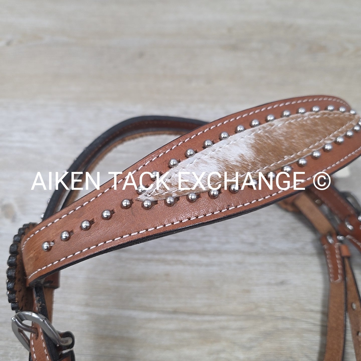 Royal King Browband Headstall with Hair Overlay, Brown, Size Full