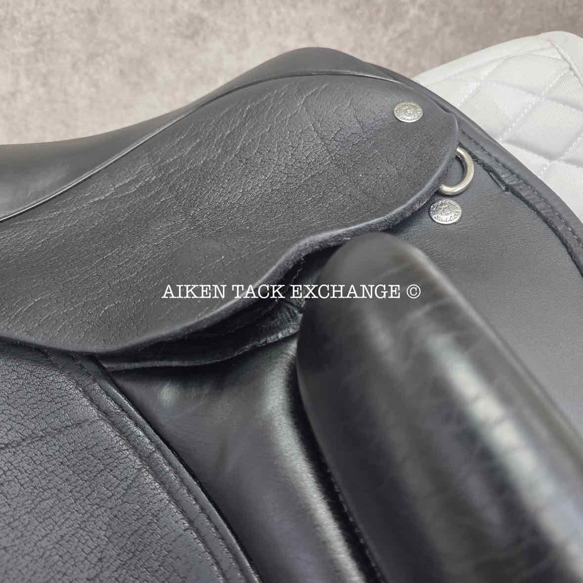 **SOLD** 2019 Custom Saddlery Wolfgang Solo MKII Monoflap Dressage Saddle, 17" Seat, Adjustable Tree, Wool Flocked Panels