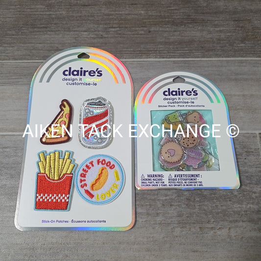 Claire's DIY Bundle - 1 Pack of Stick on Patches, 1 Pack of Stickers
