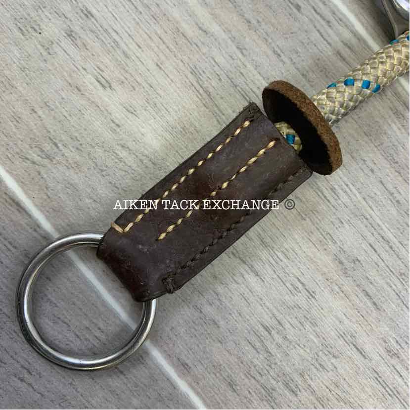 Single Joint Eggbutt Large Ring Polo Gag Bit w/ Rope Cheek Pieces 5.75"