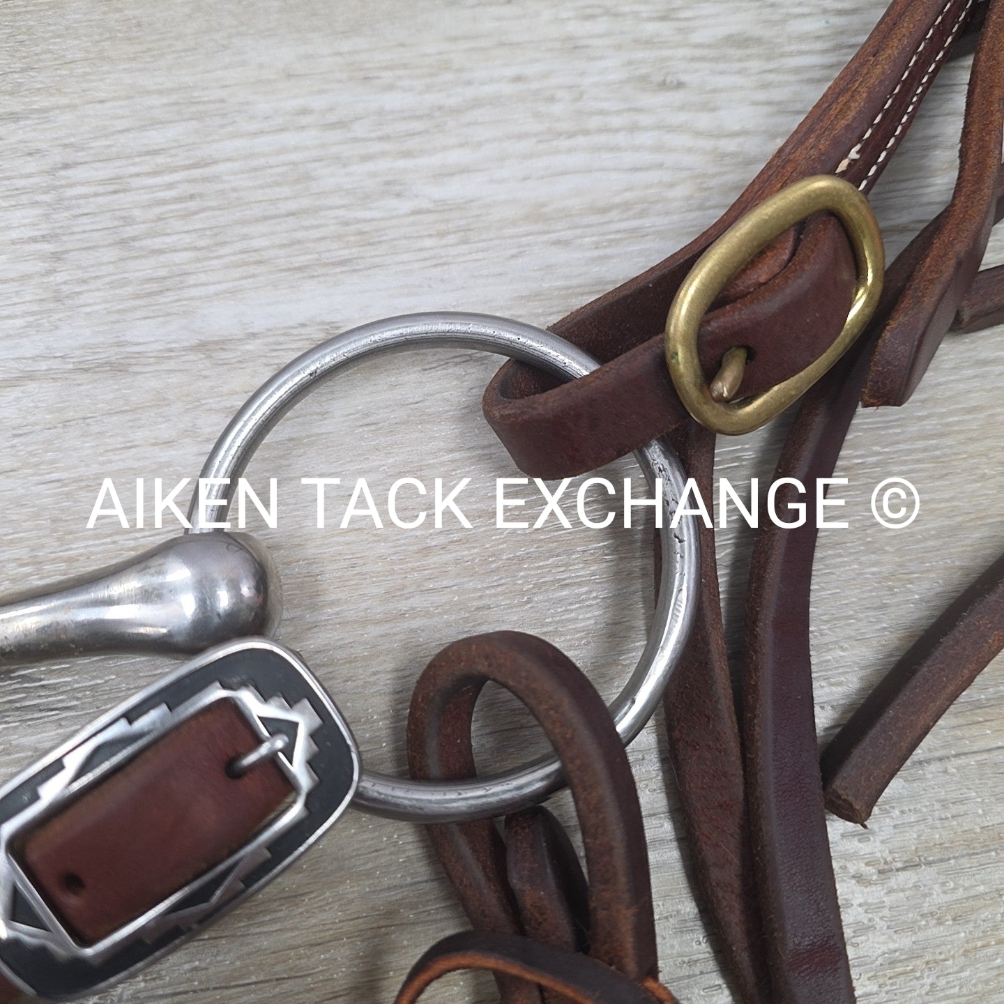 One Ear Headstall with Matching Split Reins & 4.5" Single Joint Loose Ring Bit