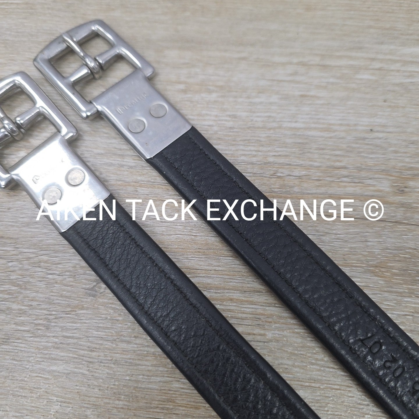 Prestige Nylon Lined Stirrup Leathers, Black, 160 cm / 63"