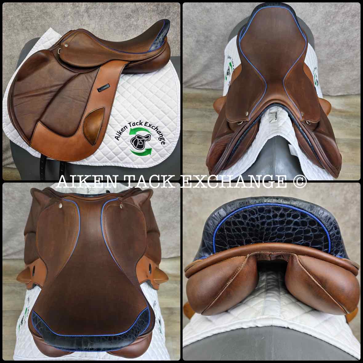 2022 Custom Saddlery Fleur De Lys Monoflap Jump Saddle, 17.5" Seat, Adjustable Tree, Wool Flocked Panels
