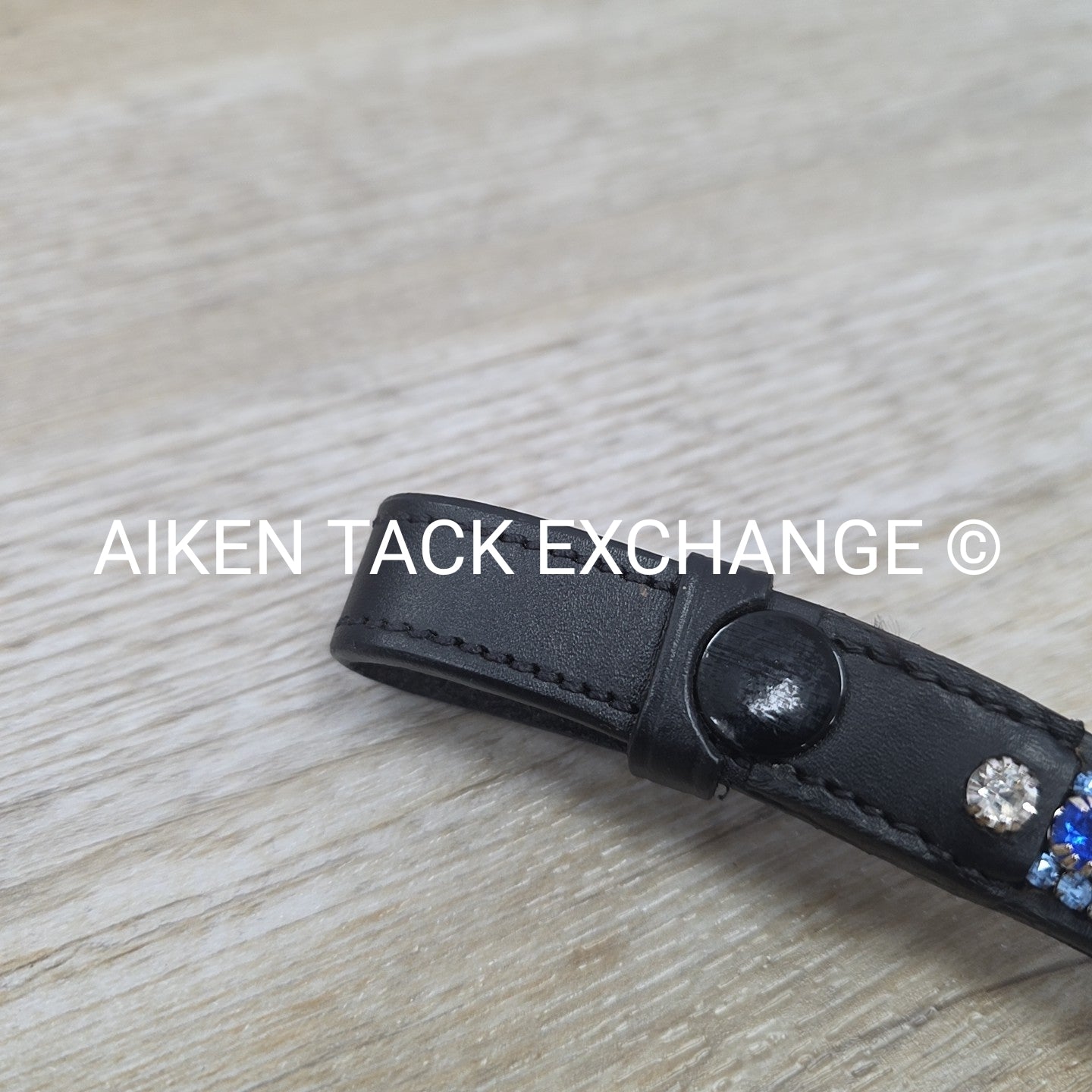 Bling Curved Browband, Black & Blue, 16.5"