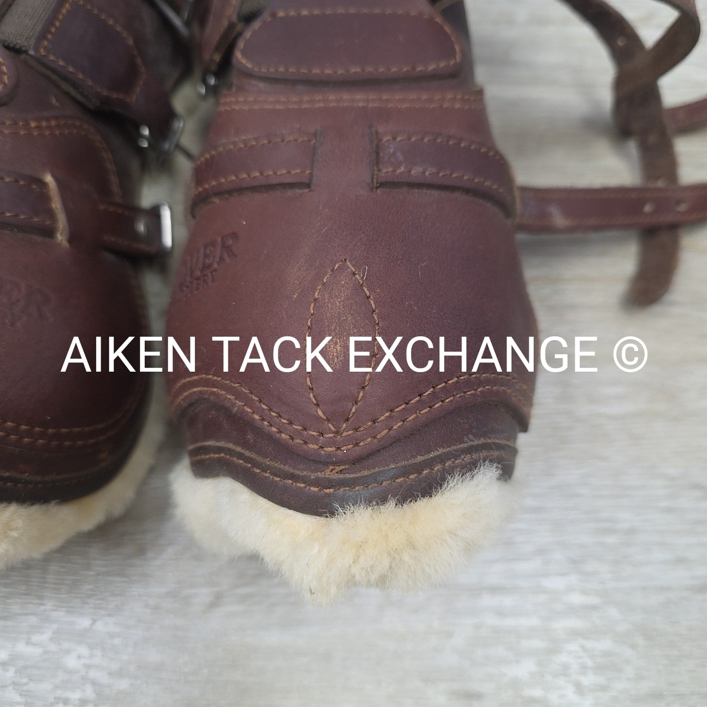 Dover Saddlery Leather Open Front Sheepskin Lined Boots, Size Medium