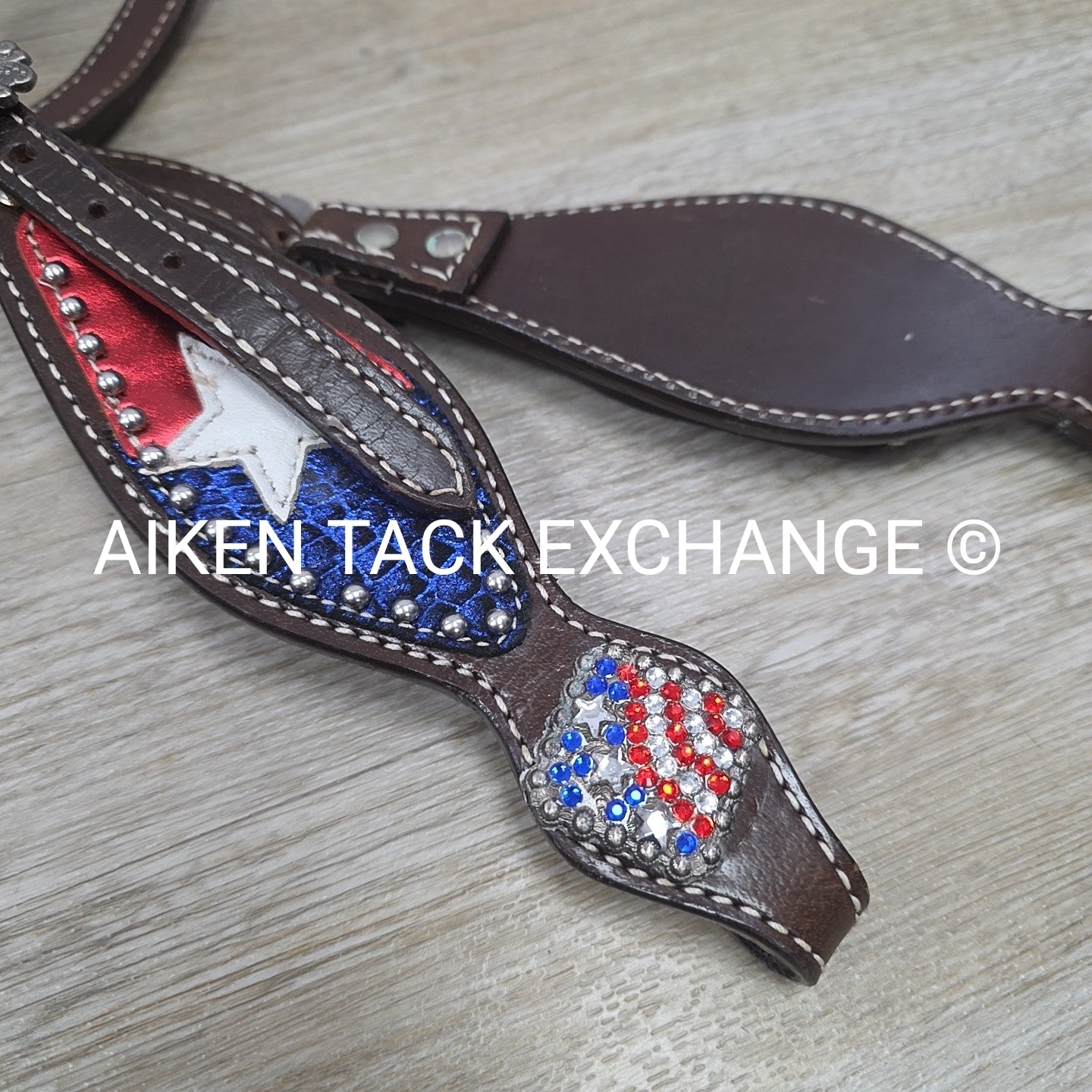 Showman Patriotic Fringe Headstall & Breast Collar Set, Size Full