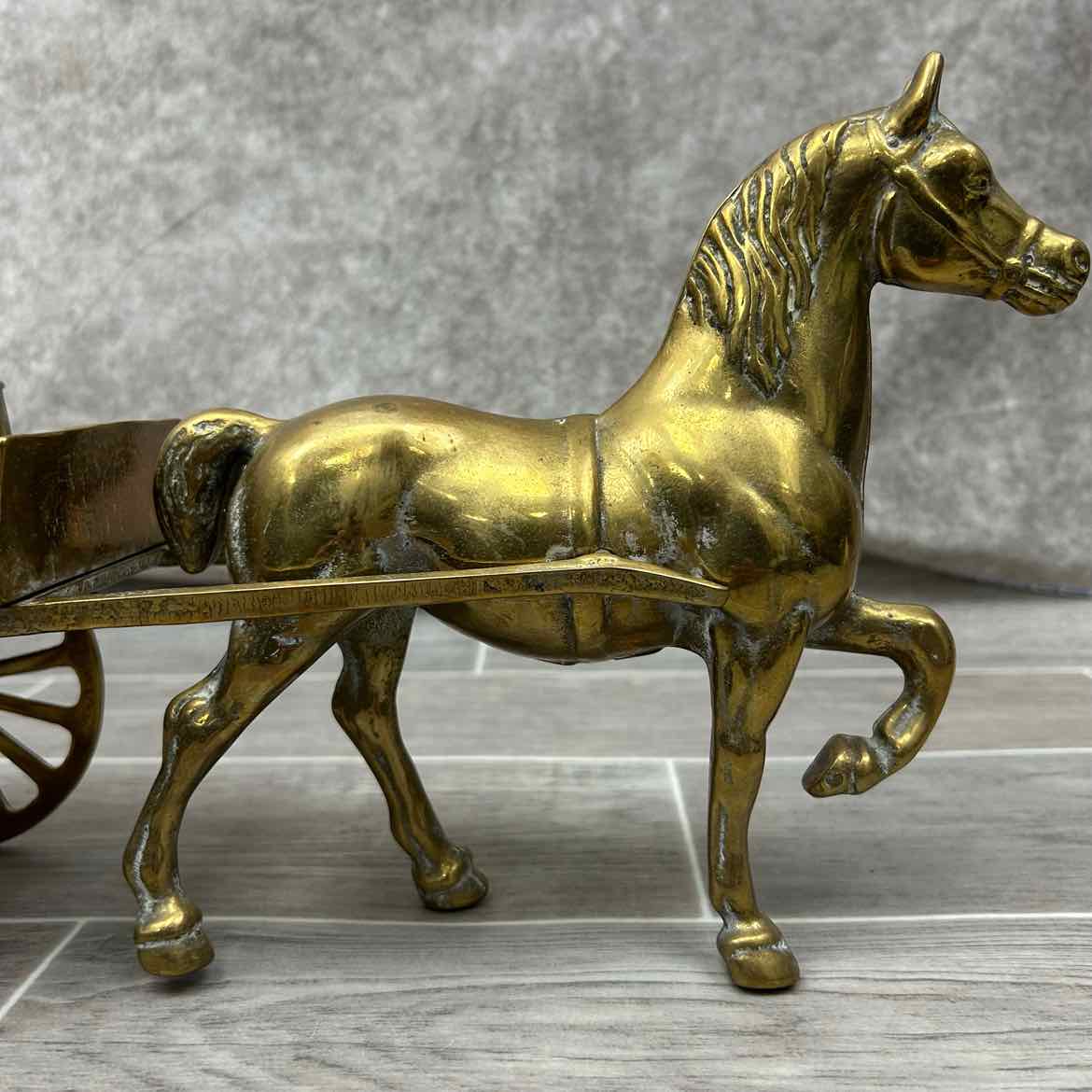 Brass Horse & Buggy Figurine