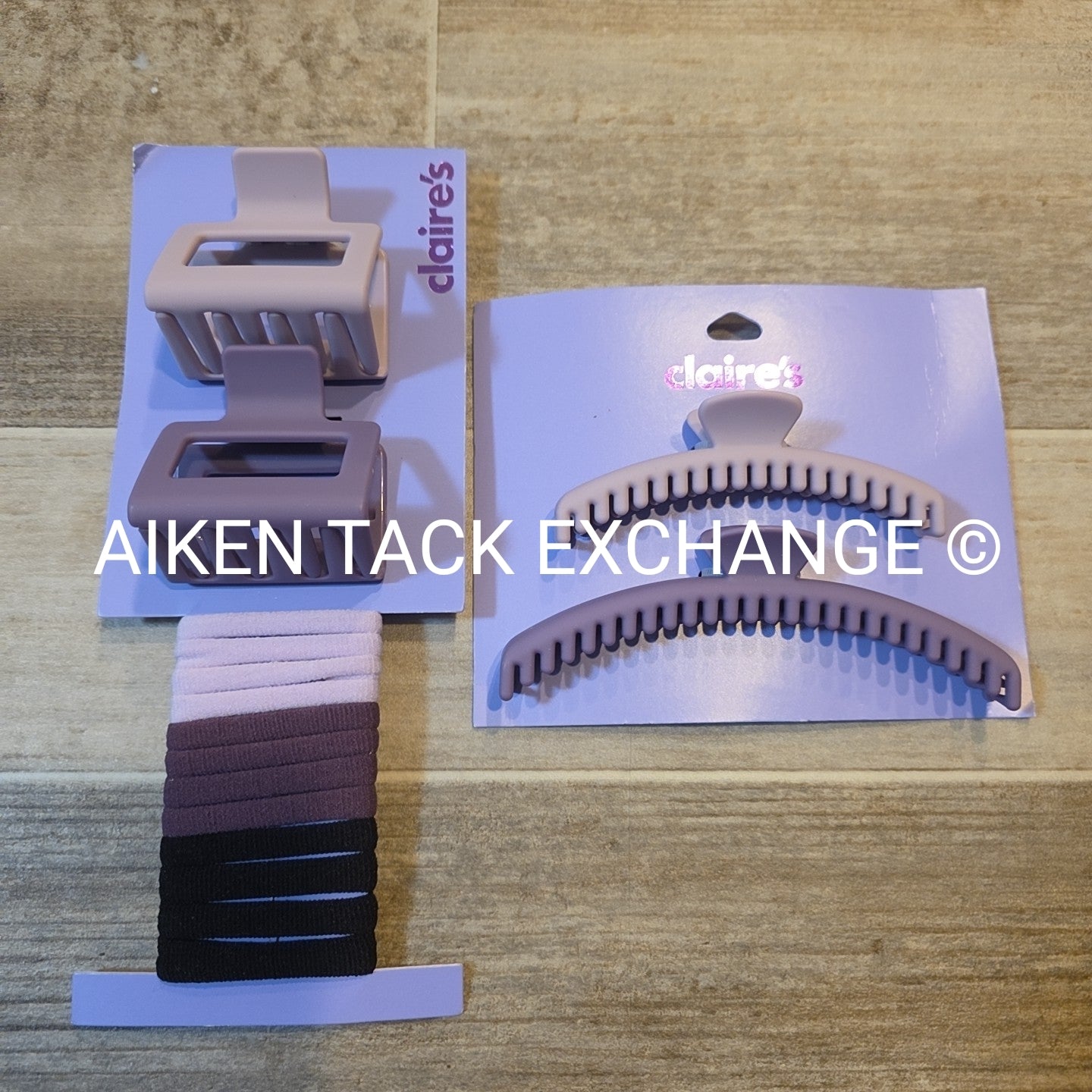 Claire's Hair Bundle - 4 Claw Clips, 1 Pack of Hair Ties