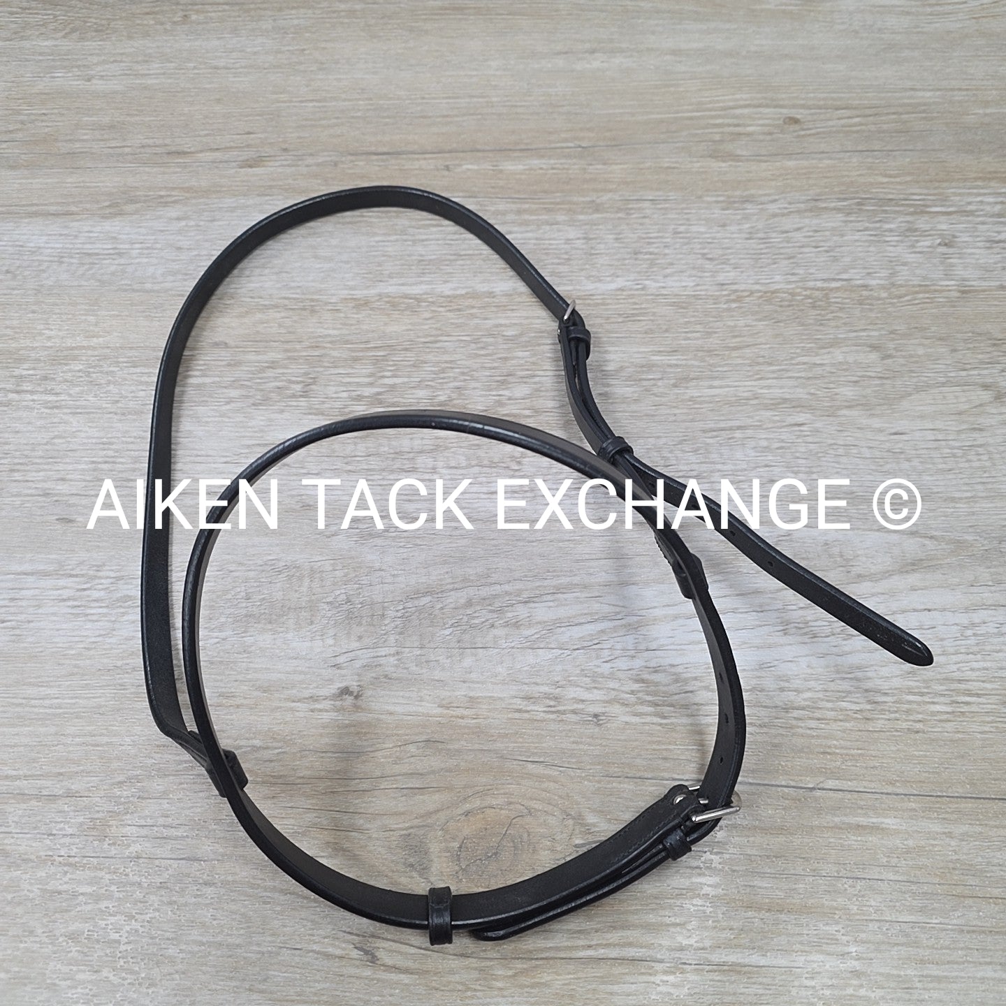 Bobby's English Tack Flat Leather Noseband, Black, Size Full
