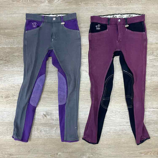BARGAIN BUNDLE: 2 Pair KL Select USG Knee Patch Breeches, Size 12