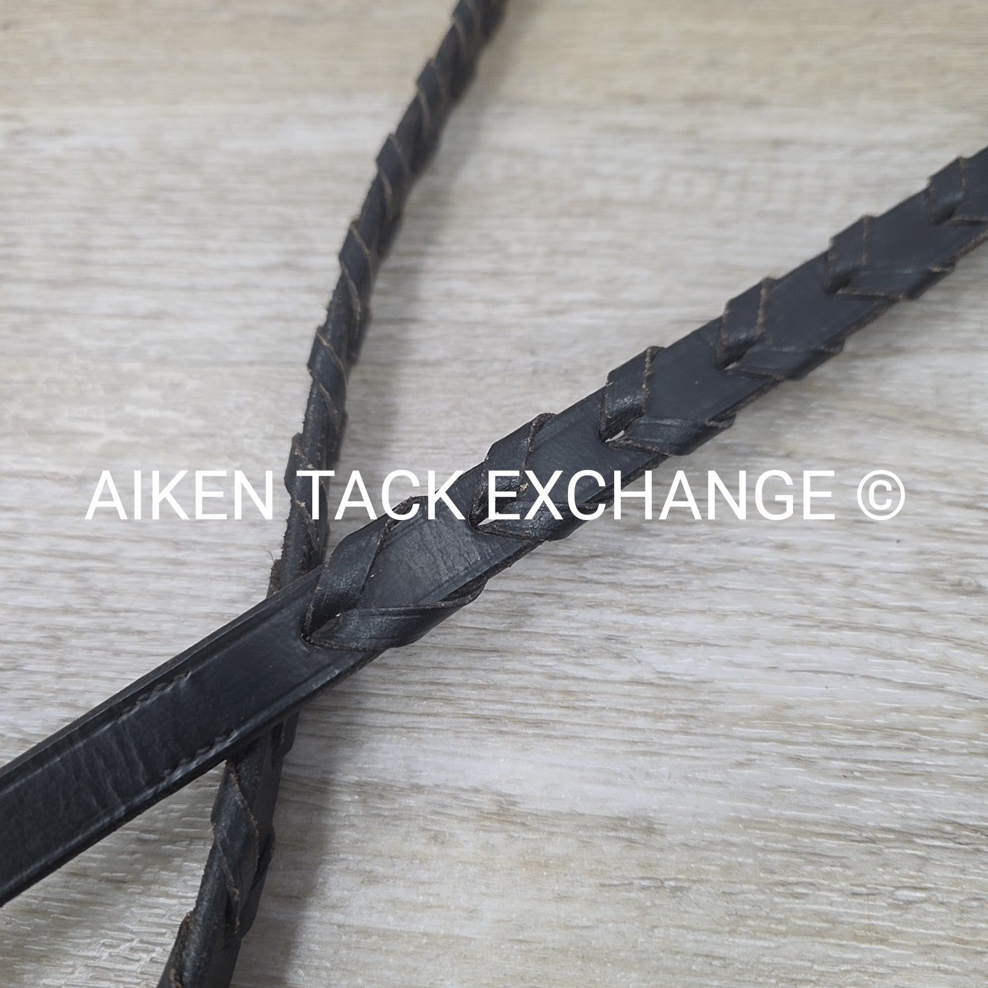 Flat Laced Reins, Black, 56"