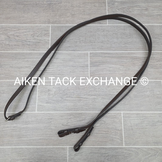 Plain Flat Leather Reins, Brown, 55"