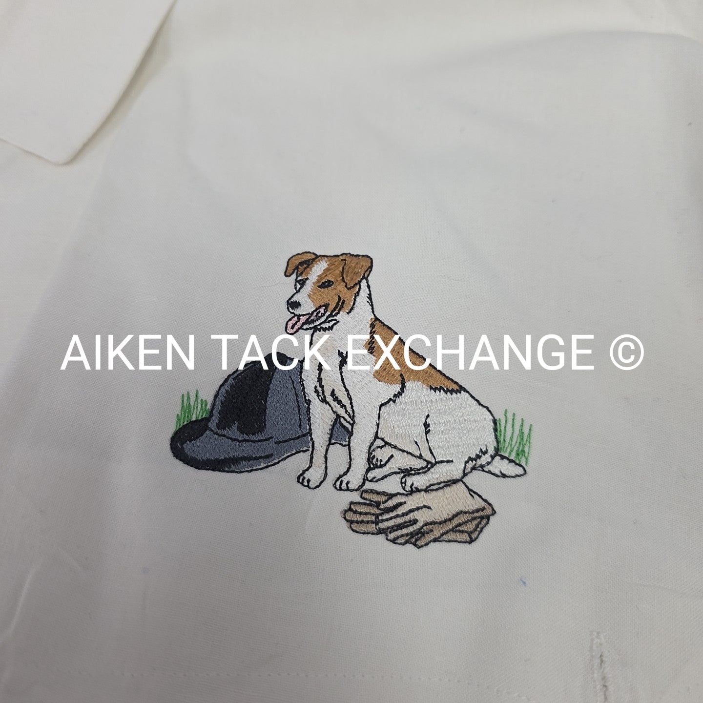 Long Sleeve Button Up with Jack Russel Embroidery