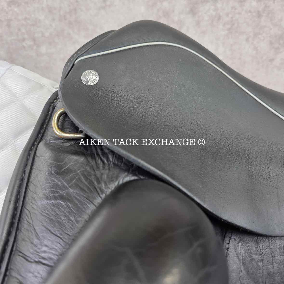 2015 Custom Saddlery Wolfgang Solo Monoflap Dressage Saddle, 17" Seat, Short Flap, Adjustable Tree, Wool Flocked Panels