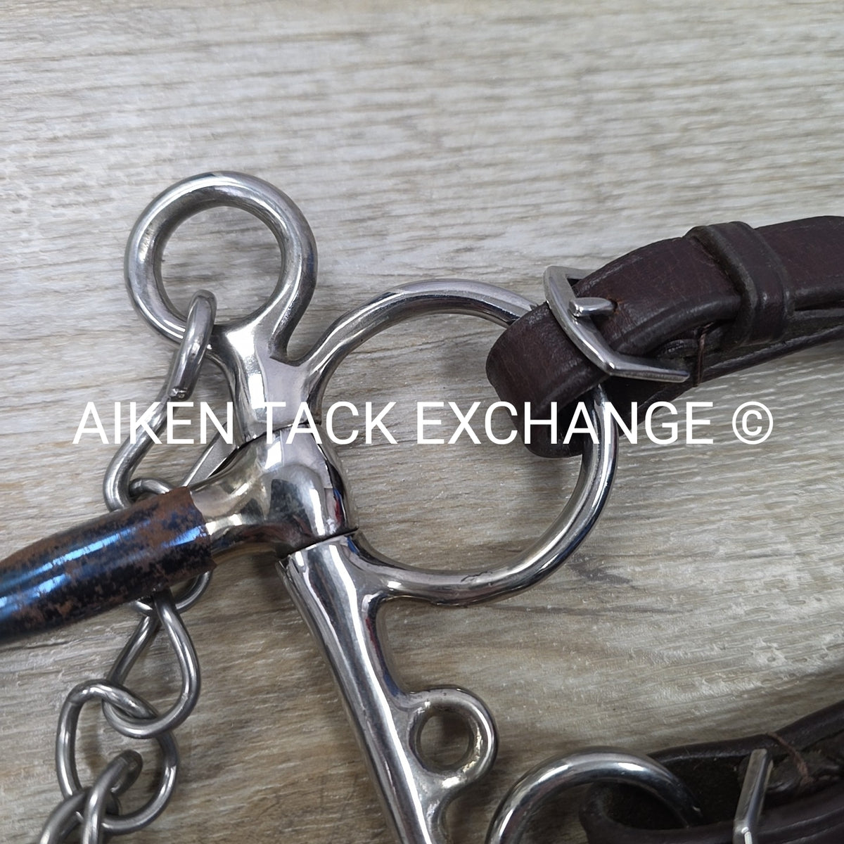 Centaur Blue Steel Single Joint Pelham with Leather Converters, 5"