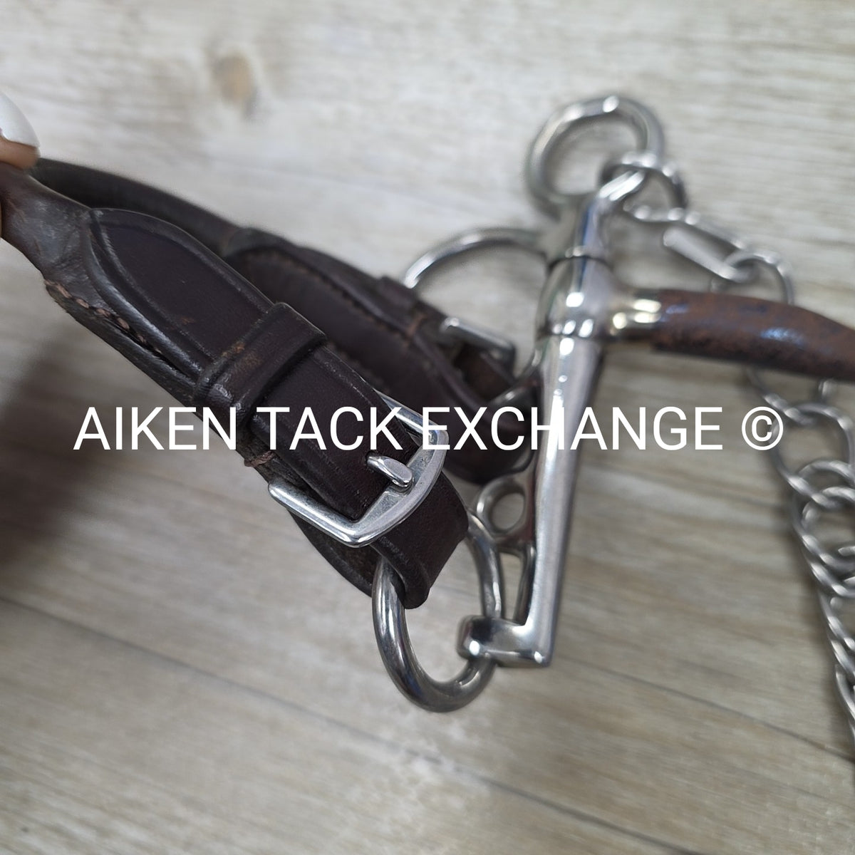 Centaur Blue Steel Single Joint Pelham with Leather Converters, 5"