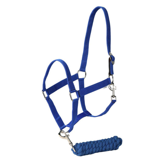 TuffRider Halter And Lead Rope Set With Breakaway Leather: Blue / Horse
