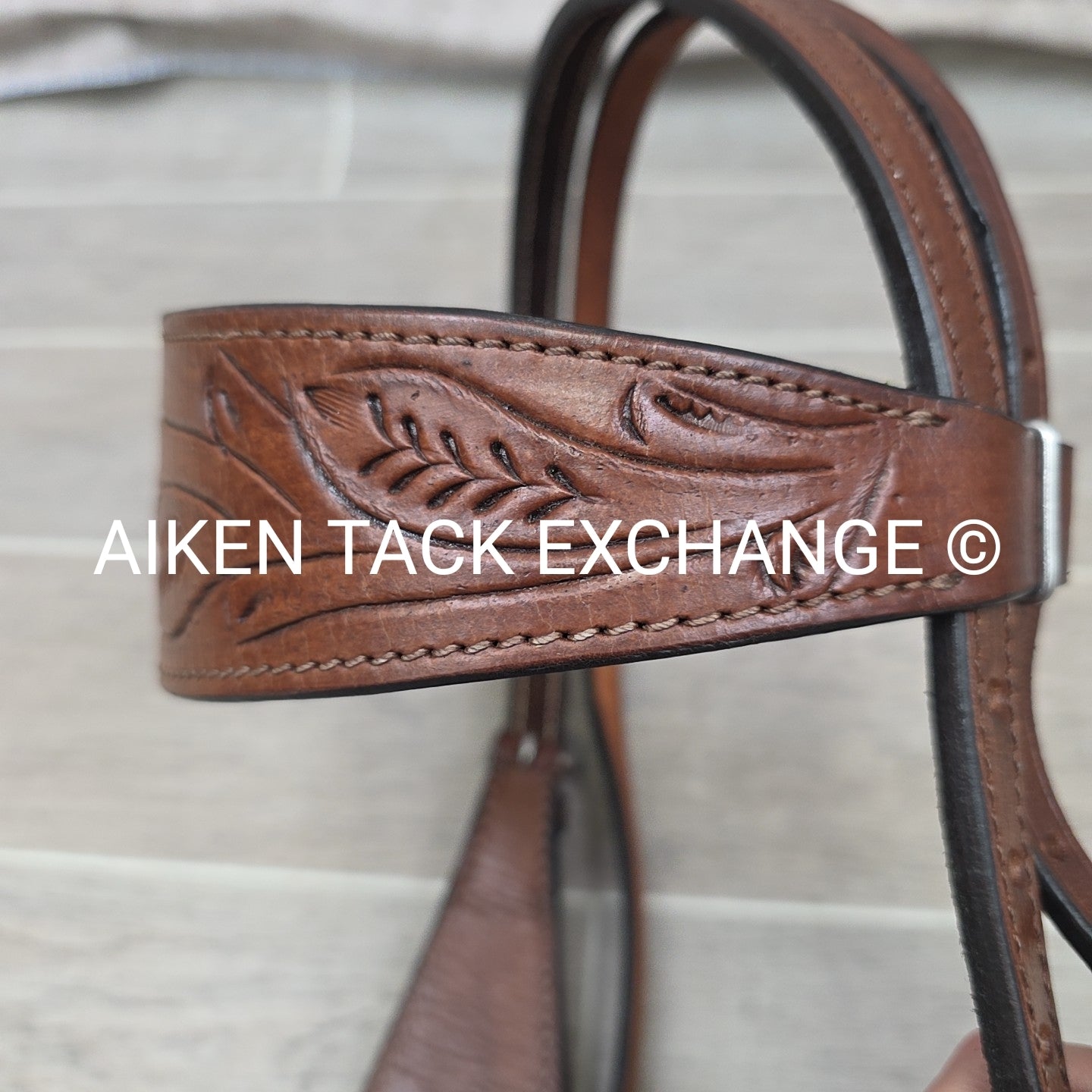 Tooled Leather Western Bridle, Size Draft