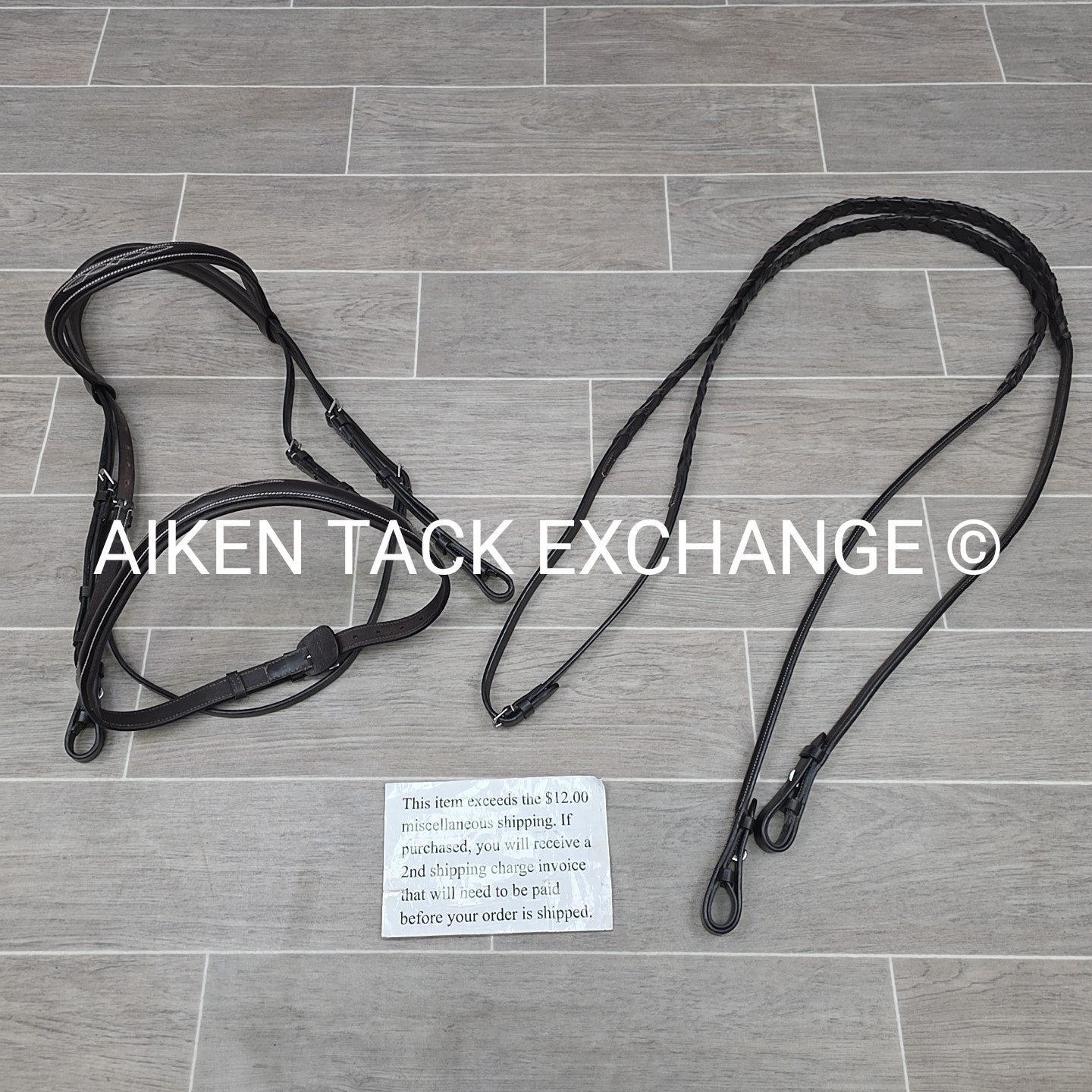 SmartPak Harwich Fancy Stitch Wide Noseband Bridle with Matching Reins, Oversize