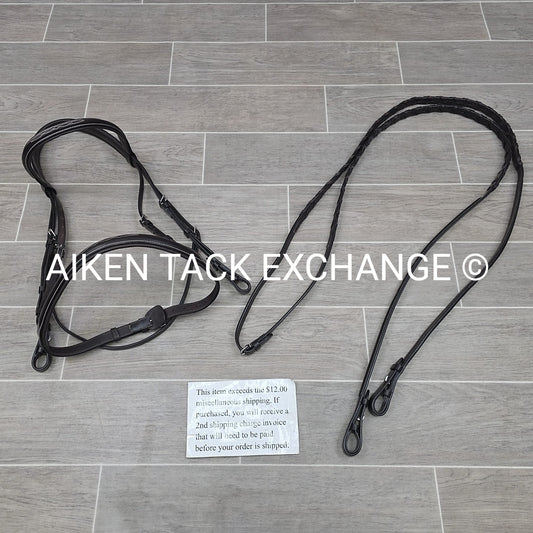 SmartPak Harwich Fancy Stitch Wide Noseband Bridle with Matching Reins, Oversize