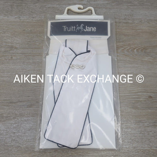 Truitt Jane Piped Stock Tie w/ Crystal Pin, Size Medium