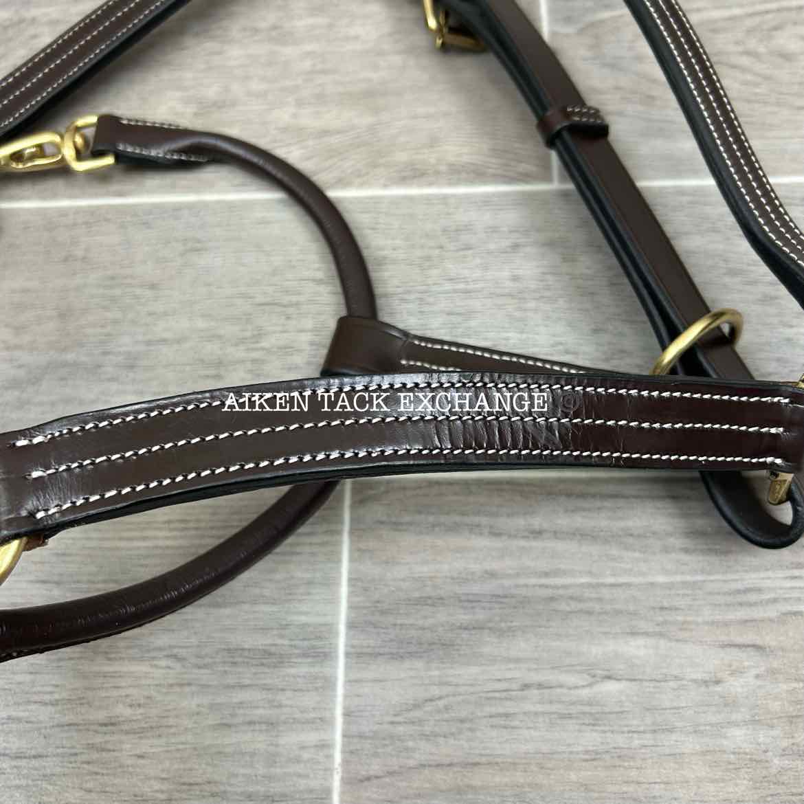 KL Select Black Oak Pine Leather Halter, Brown/Brown, Oversize