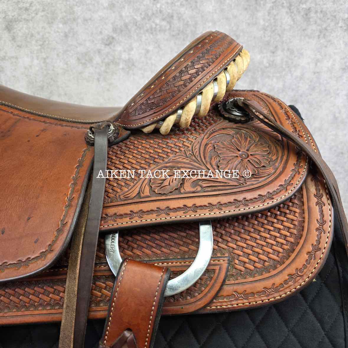 Martin Saddlery Western Saddle, 17.5" Seat, Wide Tree - Full QH Bars