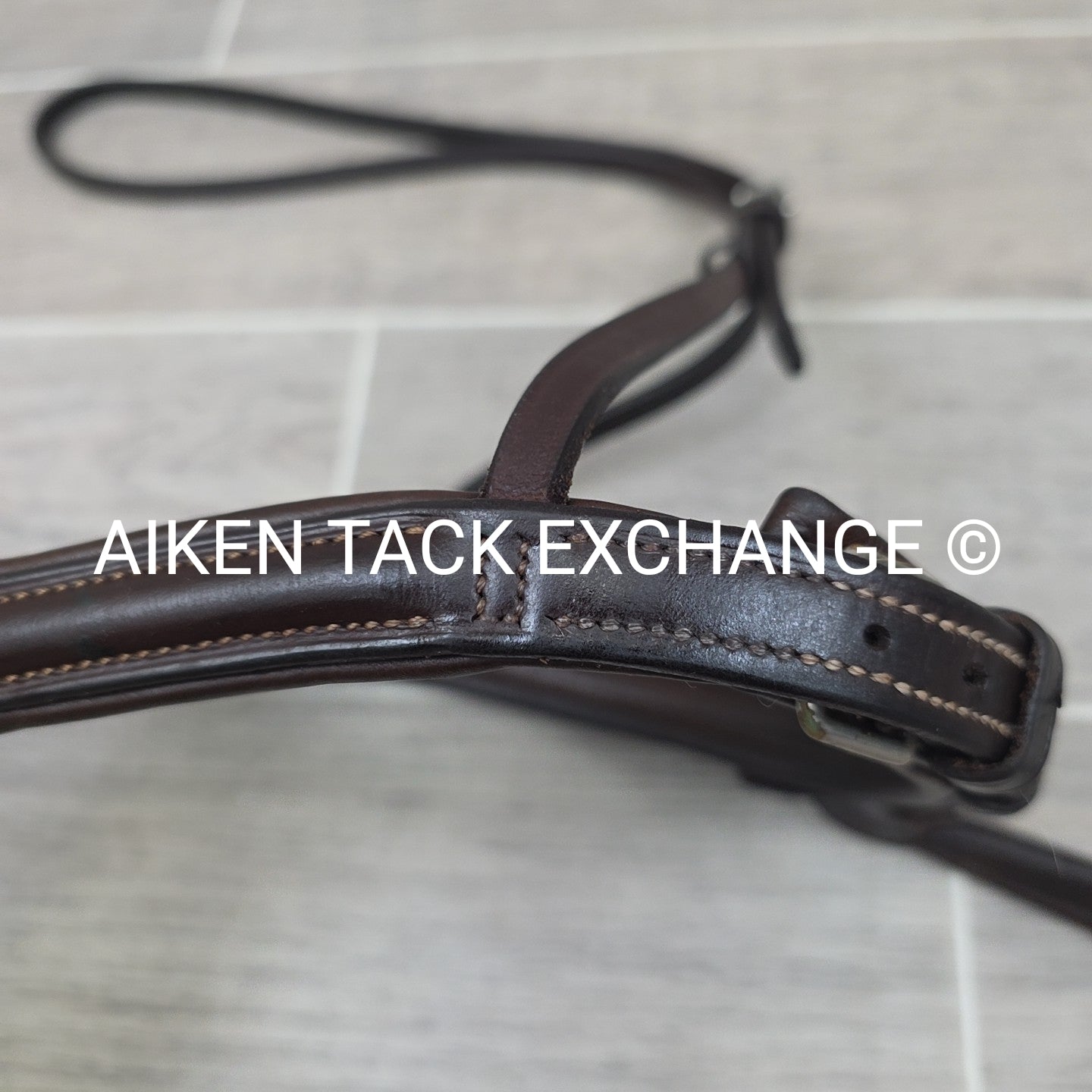 Plain Raised Noseband with Matching Browband, Brown, Size Full