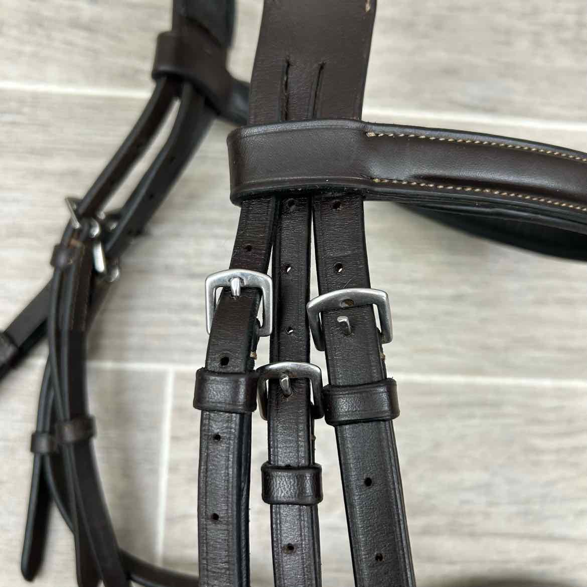 Padded Square Raised Fancy Stitch Monocrown Hunter Bridle, No Reins, Oversize