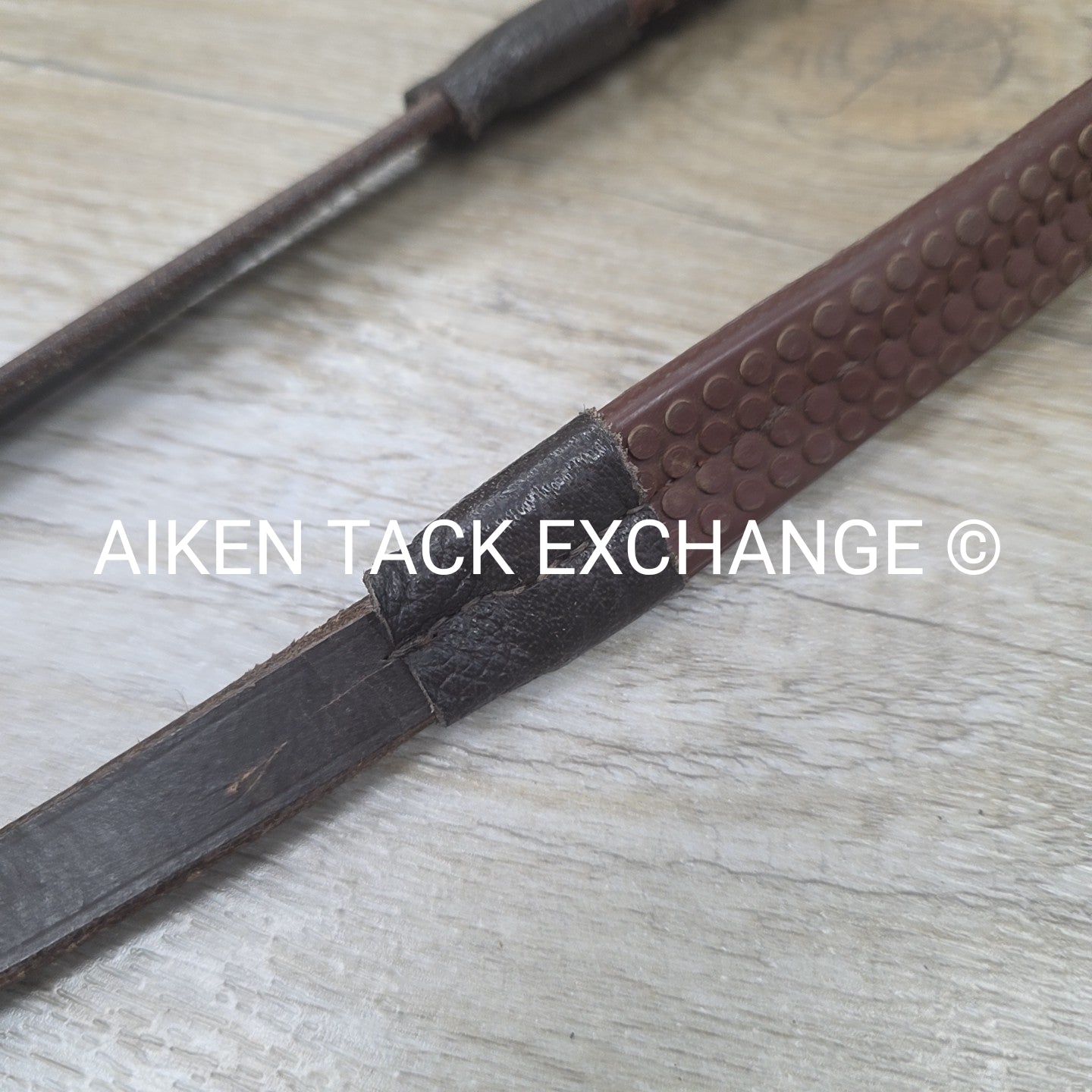 Plain Raised Rubber Reins, Brown, Size Cob / 54"