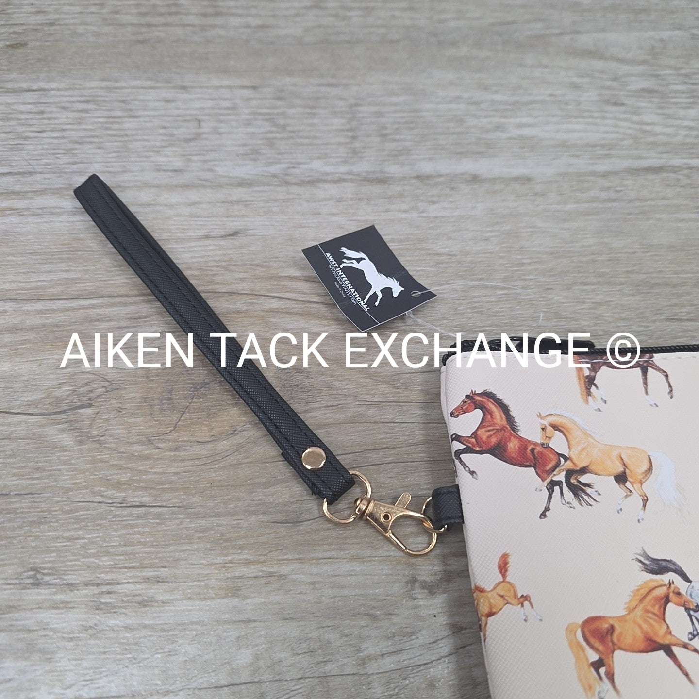 AWST Int'l Lila Horses All Over Medium Cosmetic Pouch with Wristlet