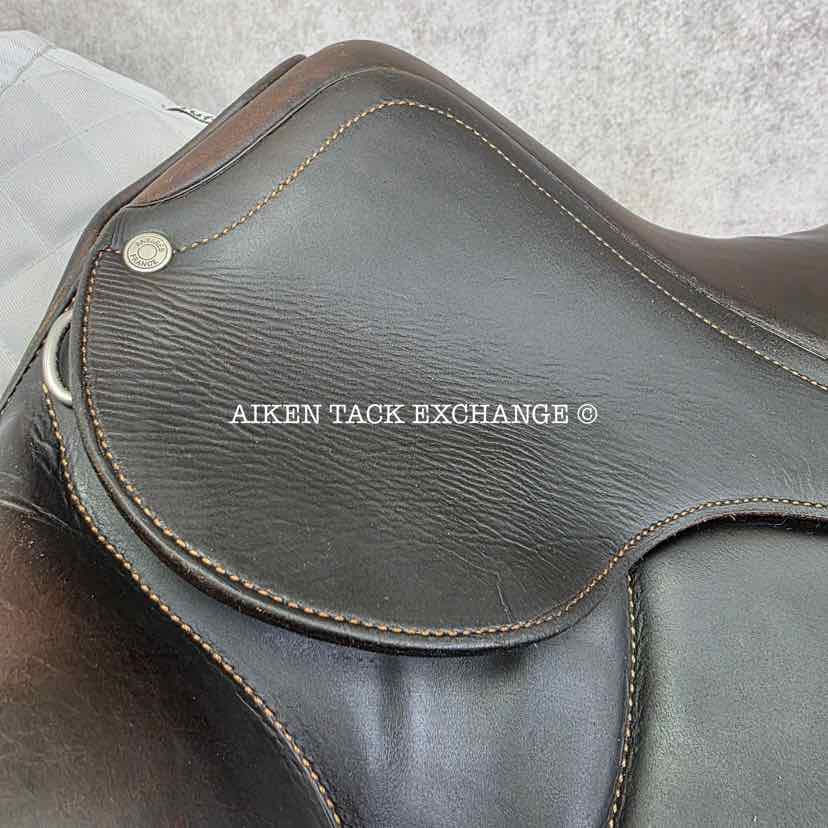 **SOLD** 2003 Antares Cadence Monoflap Dressage Saddle, 17.5" Seat, 2D Flap, MW/W Tree, Foam Panels, Full Buffalo Leather