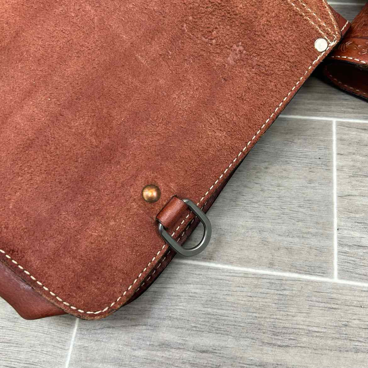 Tooled Leather Saddle Bag