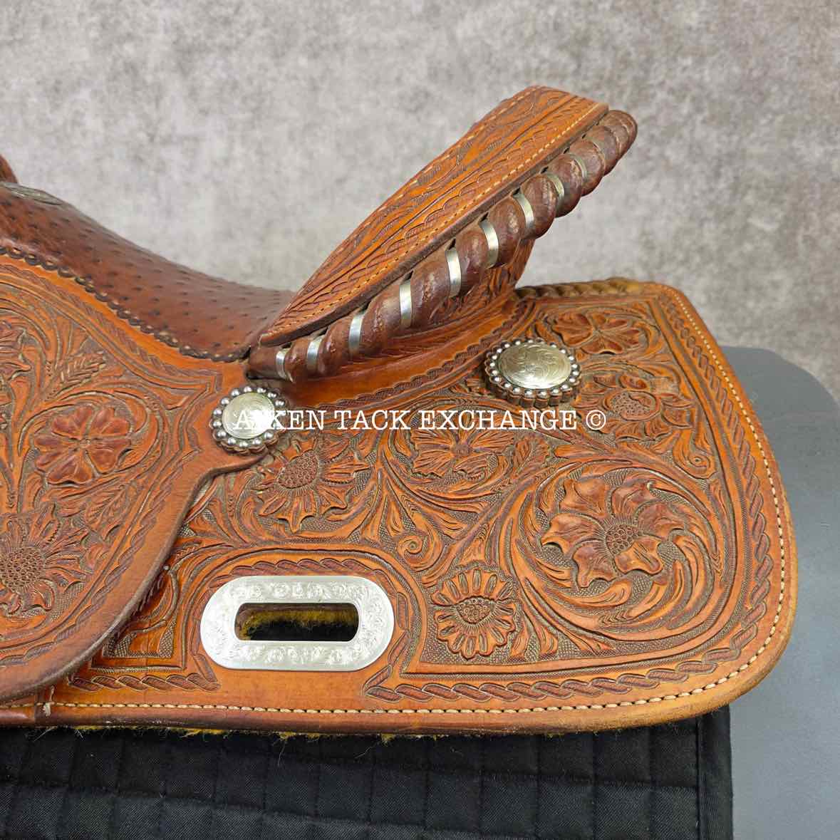 Teskey's Barrel Western Saddle, 15.5" Seat, Wide Tree - Full QH Bars