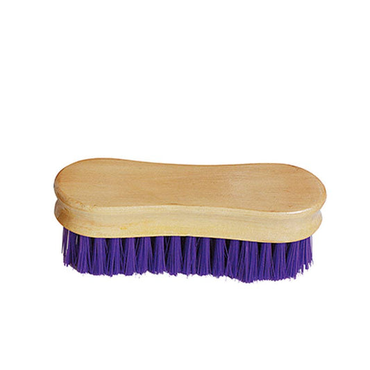 TuffRider Stiff Face Brush With Wooden Grip: Purple