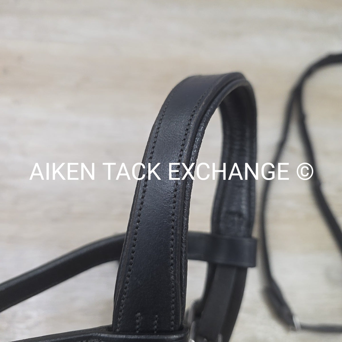 Ovation Dressage Bridle, Missing Flash Strap, with Cotton Web Reins, Black, Full
