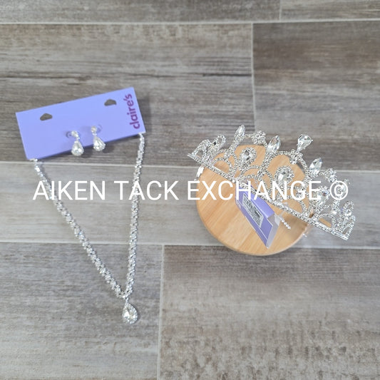 Claire's Bundle - 1 Tiara, 1 Set of Earrings, 1 Necklace