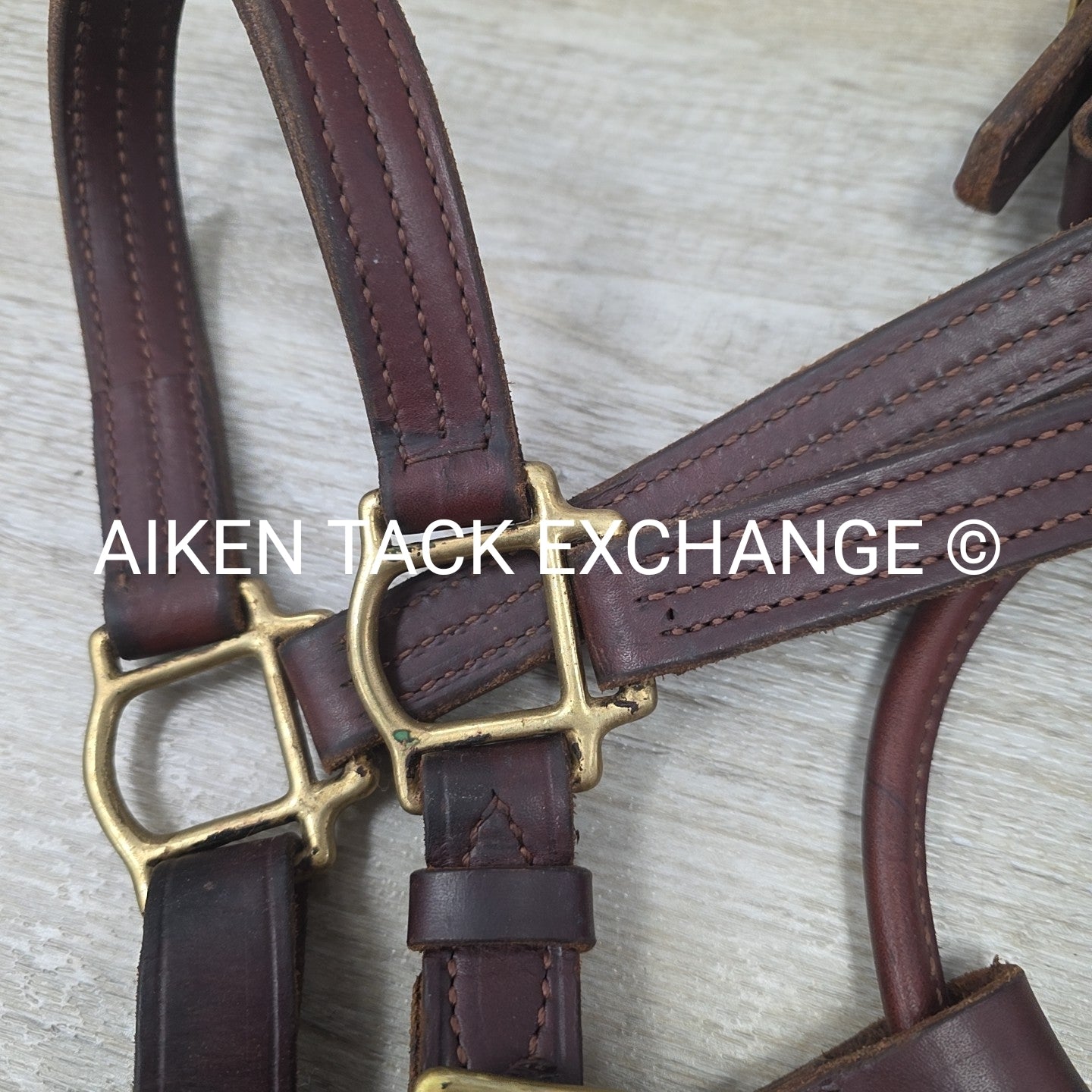 SmartPak Triple Stitch Leather Halter, Brown, Size Full