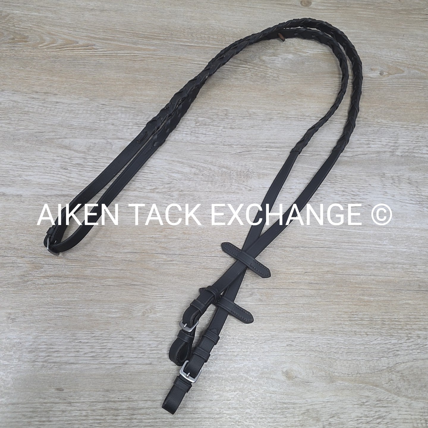 Classic Dressage Bridle with Laced Reins, Missing Flash, Black with White, Full