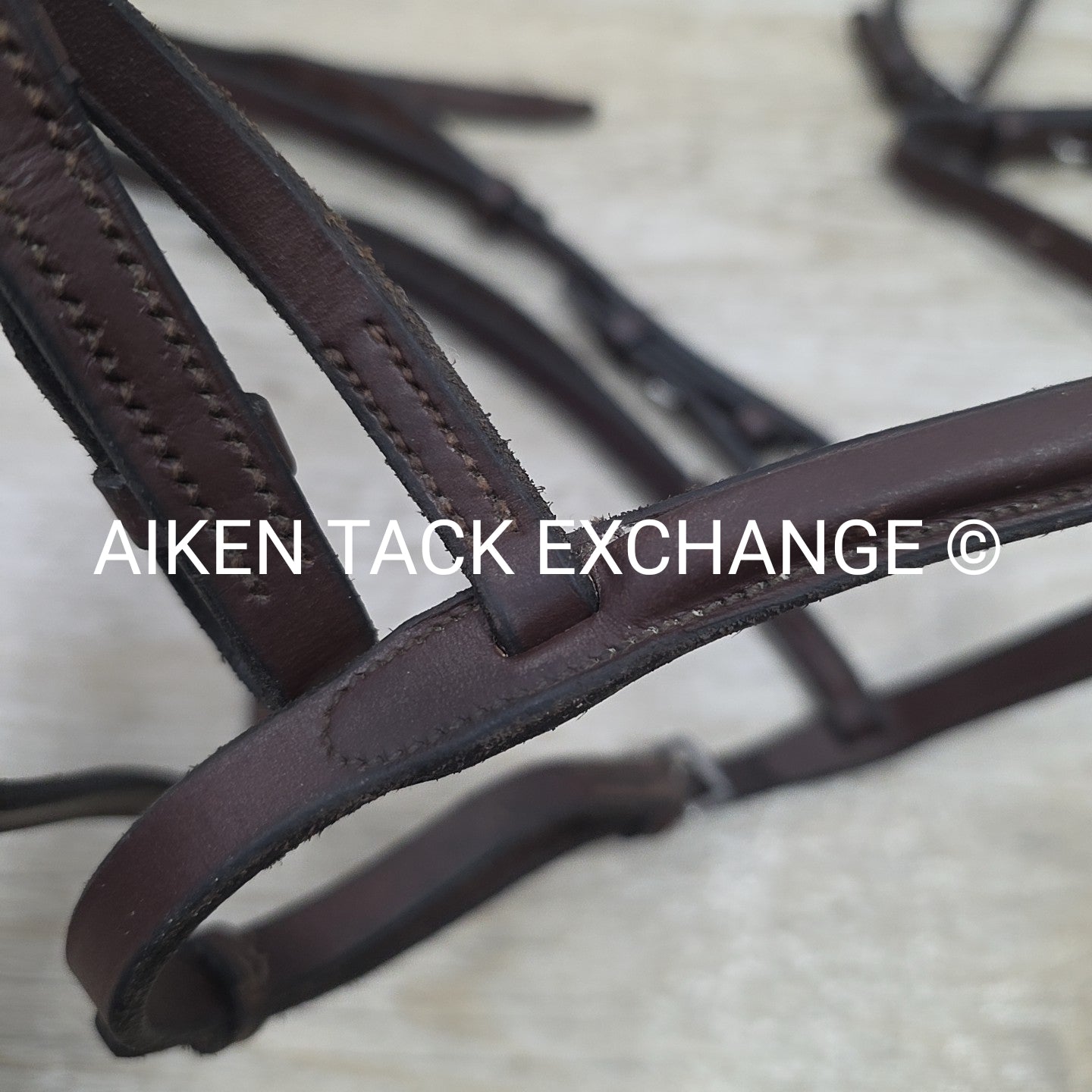 Plain Square Raised Bridle with Matching Laced Reins, Brown, Size Full